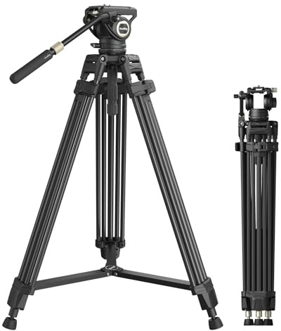SMALLRIG Heavy-Duty Stativ aus Kohlefaser mit Einstufiger FreeSpeed-Höhenverstellung, 75 Zoll, Fluidkopf, Dual Mode QR-Platte für DJI/MFT, Tragkraft bis zu 17lbs, Videostativ für Kamera AD-80S - 5111