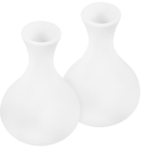 KONTONTY 2stücke Weiße Keramikvase Kleine Boho-vase Für Blumenarrangement Originelle Hyazinthenvase Porzellan-blumenflasche Als Tafelaufsatz Für DIY-Hochzeit