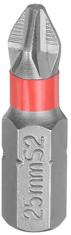 sourcing map #2 Anti Slip Phillips Screwdriver Bit PH2 1/4 Hex Shank 1 (25mm) Magnetic Cross Head Drill Bits Sandblasted S2 Steel Industrial Screw Driver Tool, Gray/Red