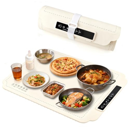 Topsky Warmhalteplatte Elektrisch, Speisenwärmer Wärmeplatte für Speisen Buffetwärmer, Faltbare Speisenwärmer mit Mit 4 Einstellbarer Temperatur,Kindersicherung für Warmhalten & Auftauen