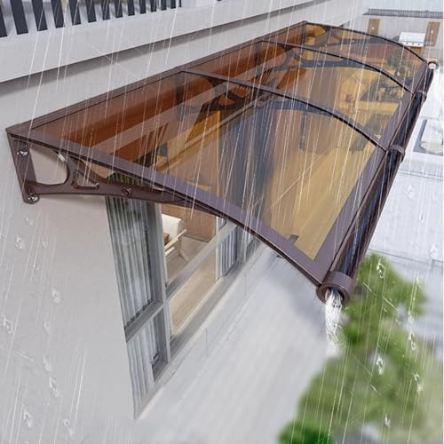 Dtyubfg Auvent De Porte Aluminium, Toit Marquise avec Gouttière en Polycarbonate Protection Contre Pluie,UV et la Neige Support Robuste en ABS Durable - 60x280cm