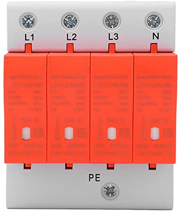 ANKROYU Protective Device High Performance 385V AC 20 40KA Lightning Arrester Voltage Protector for Home Electrical Safety Flame Retardant PC Material 36mm Rail Mount (4P)