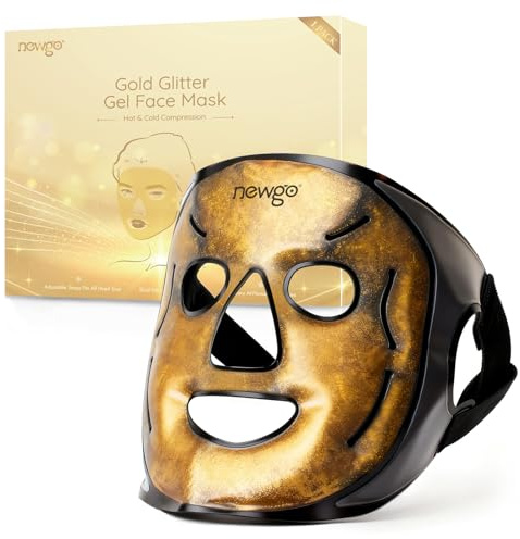 NEWGO Eismaske Gesicht, kühlmaske gesicht, Kühlpads Gesichtsmaske, Kühlende Gesichtsmaske aus Gel, Wiederverwendbare für Gesichtspflege, Kühlpads gegen Schwellungen & Rötungen