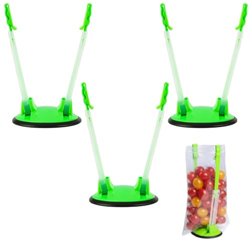 3PCS Baggy Racks, Food Prep Bag Stand Holders, Adjustable The Batch Lady Freezer Bags, Plastic Reusable Freezer Bag Racks Holders, for Meal Planning, Prep Bag Holders, Food Classification