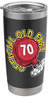 70th Birthday Official Old Fart Funny Red Whopee Cushion Stainless Steel Insulated Tumbler