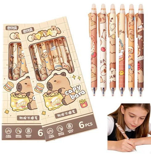 QyizuiPcn Capybara Stifte Set, 18 Stück Schwarze Tintenroller, Kugelschreiber 0,5mm Feine Spitze, Capybara Geschenke für Schule, Büro & Capybara-Motto-Partys