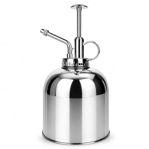 YYTECH Pulverizador para plantas de acero inoxidable, 450 ml, botella pulverizadora de acero inoxidable, jarra pequeña de metal, botella pulverizadora para plantas de habitación, riego y pulverización