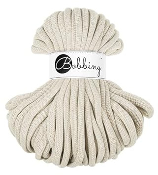 Flechtkordel Jumbo - 9mm - Baumwollkordel Baumwollgarn Garn Kordel Makramee Schnur Kordelband Natur Baumwolle DIY-Basteln 30m - Cashmere Beige