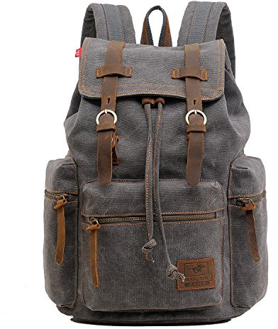 Retro Segeltuch Rucksack, Canvas Vintage Rucksack Laptop Daypack Schulrucksack Reisetasche Lederrucksack Dauerhaft Schulterpackung f¨¹r Herren Damen