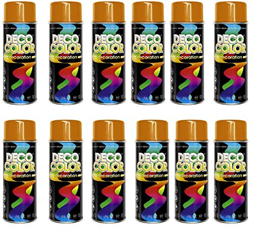 Deco Color 12er Sparpack (1 Karton) Lackspray glänzend 400ml orange glanz RAL 2004