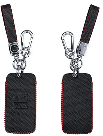 kwmobile Autoschlüssel Hülle kompatibel mit Renault 4-Tasten Smartkey Autoschlüssel (nur Keyless Go) - Kunstleder Schutzhülle Schlüsselhülle Carbon Schwarz Rot