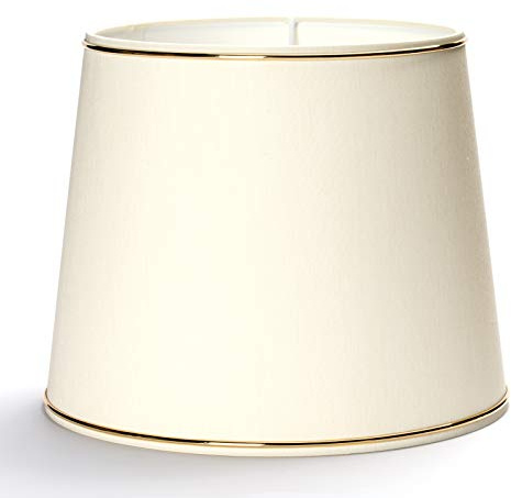 Ersatz Lampenschirm Stoffschirm creme mit Dekor Goldring Gold Schirm Aufnahme f. Fassung E27 Goldkante beige (25x20cm)