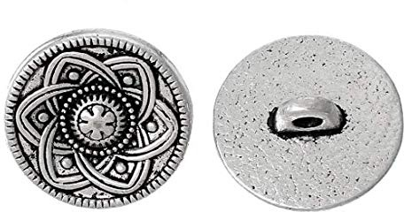 20 metallknappar, antiksilver, keltisk, mönster, Ø ca 15 mm, Öljettknappar