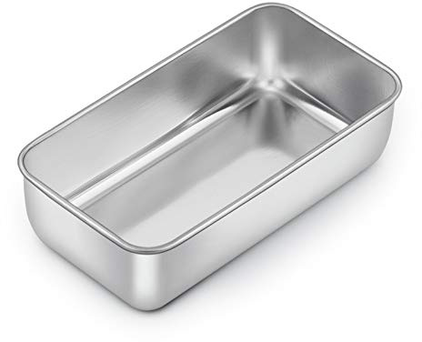 E-far Loaf Pan for Baking Bread, 9 x 5 Inch Stainless Steel Bread Pan | Non-Toxic Bread Tins for Homemade Banana Cake Meatloaf Brownies, Healthy & Easy Release, Dishwasher Safe