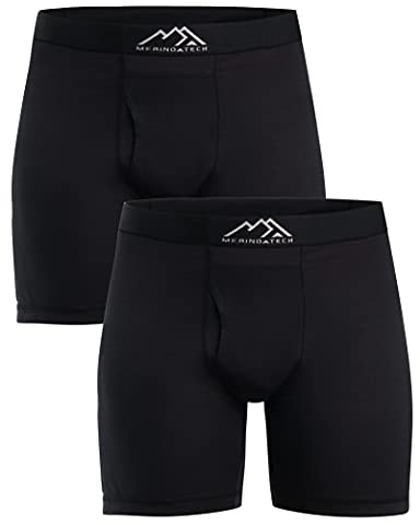 Merino.tech Calzoncillos Lana Merino Hombre - Boxer Merino 100%, Ropa Interior para Hombre (Medium, 2 Pack - Black)