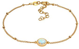 Elli Armband Damen Kugelkette Elegant mit Synthetischem Opal 925 Silber | Vergoldet