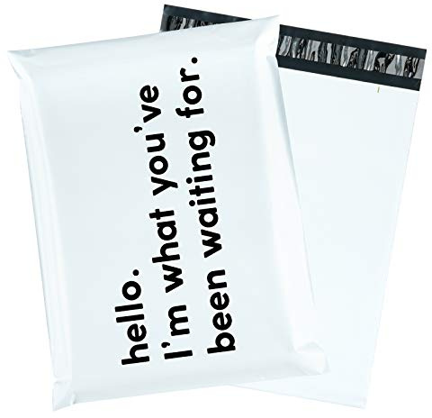 RUSPEPA Poly Mailer Shipping Bag with Self Sealing, Business Text Printed Design, 50 Packs 14.5 x 19 inches, White