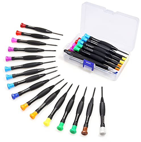 FIXITOK Set Cacciaviti Mini 18Pcs Cacciaviti Torx Phillips Testa Piatta Cacciavite Esagonale Pinzette Piccoli Magnetici Cacciaviti con T2 T3 T4 T5 T6 T7 T8 T9 T10 per Xbox Mac PS4 Computer Smartphone