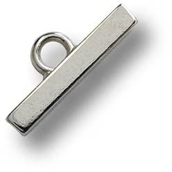 6er Set dünne, viereckige, stäbchenförmige Knebelknöpfe aus silberfarbenem Metall. Ø: ca. 03x20mm