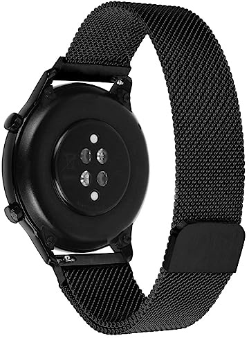 OFFCUP Bracelet de Montre Metal 20mm, Bracelet de Montre en Maille en Acier Inoxydable Magnétique Bracelets Dégagement Rapide Réglable pour Homme Femme (Noir)