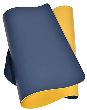moaupr Mauspad, Schreibtisch Mat Doppelseitig Große Mausmatte PU Multifunktionale Tischmatte Wasserdicht Schreibtischauflagen Für Büro, Studententisch Blau+Gelb 50x70cm/19.69x27.56in