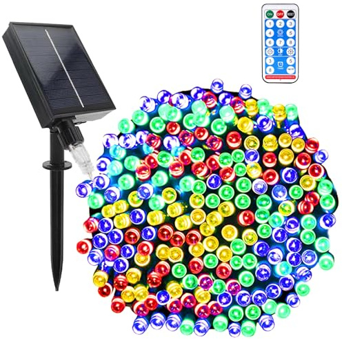 GHONLZIN Luci Solari Esterno, Impermeabile Catena Luminosa 22 Metro 8 Modalità 200 LED Luci Stringa Solare con Telecomando per Giardino Cortili Matrimoni Feste Natalizie Decorazioni