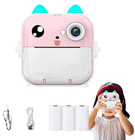 JINGAN Macchina fotografica per bambini | Fotocamera digitale per bambini - stampa istantanea 1080P HD, videocamere portatili con carta stampa, videocamera per bambini, regali