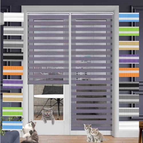 Doppelrollo Klemmfix Verdunkelung 50 x 260 cm Hitzeschutz Energiesparend Duo Rollos für Fenster inkl. Montagematerial für Wohnzimmer Küche Büro, Dunkelgrau