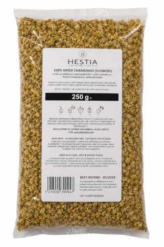Hestia Herbs Camomille Grecque Fleurs Séchées 250 g – Tisane Naturelle | Parfaite pour les infusions, les tisanes et les boissons chaudes sans caféine
