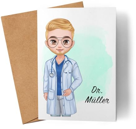 Kiddle-Design Personalisierte Arzt Karte | Medizin Examen Grußkarte| Individuell mit Namen für angehende Ärzte Abschlussgeschenk Danke und Abschied
