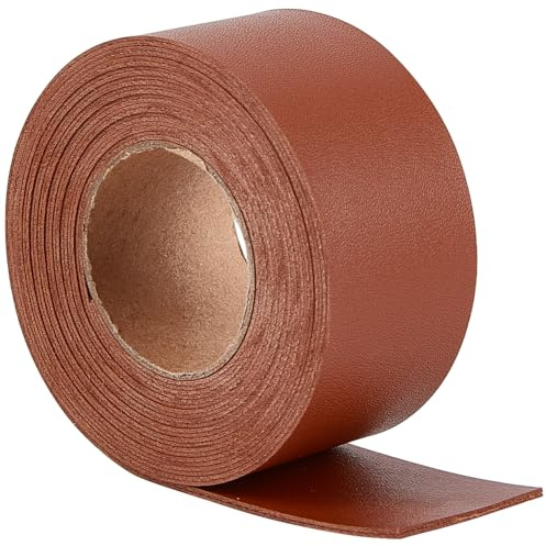 GORGECRAFT Flat Leather Cord 37.5mm x 2m Lychee Grain Double-Sided Leather Strips 1.7mm Thick Imitation Leather Strap Braided Threads for DIY Crafts Guitar Belt Bracelet Jewelry Making, Saddle Brown
