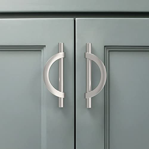 Amerdeco 6 Stück Möbelgriffe Gebürsteter Nickel, 96mm Lochabstand, Zinklegierung Schubladengriffe & Schrankgriffe für Küchenschränke & Kleiderschränke UK0017