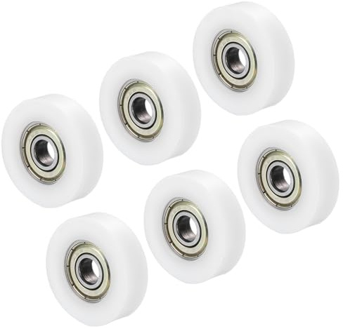 PATIKIL Nylon remskiva hjul 5x38x7mm, 6st 608zz rullhjul glidande transporter dörrkuddar fönster lådor hårdvara mekanisk utrustning, vit