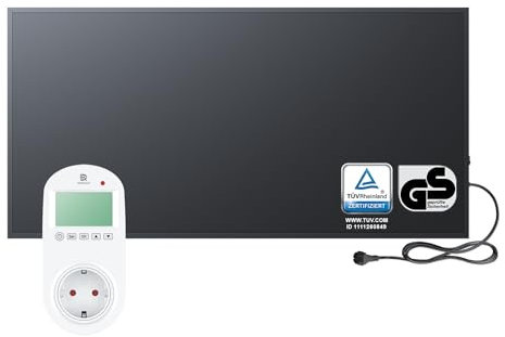 BR Bringer Infrarotheizung 1200 Watt - mit Steck-Thermostat - Infrarot Elektroheizung Energiesparend - TÜV & GS - Deutsche Qualitätsmarke (schwarz)