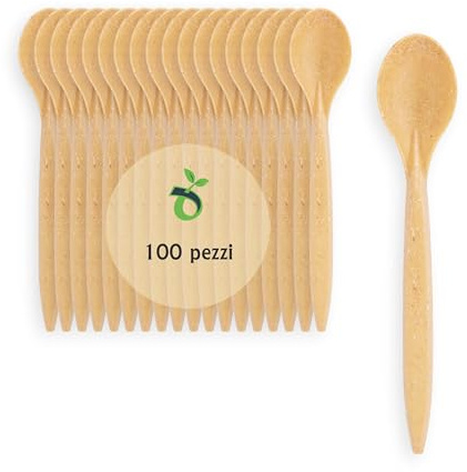 ECOPICNIC 100 Stück Mehrweg Teelöffel aus Hellbraunem WPC | Umweltfreundliche Teelöffel aus Holz-Kunststoff-Verbund, biologisch abbaubar