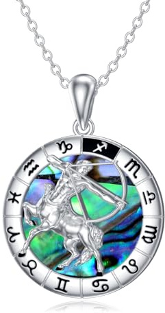 Collana Segno Zodiacale Sagittario, Collana con ciondolo in conchiglia di abalone con oroscopo in argento sterling 925, Astrologia Costellazione Compleanno Gioielli Regali per Donne Ragazze
