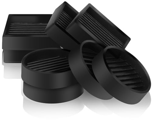 Tanstic 8Pcs 2x2 Square & Round Rubber Furniture Caster Cups - Black Non-Slip Anti-Skid Pads for Couch, Table, Bed