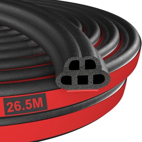 alophoty 26.5M Auto Türdichtung Selbstklebend, Universal Autotür Gummidichtung Selbstklebend, EPDM Dichtband Selbstklebend, Gummi Dichtungsband Selbstklebend für Auto Lkw Kfz Wohnmobile