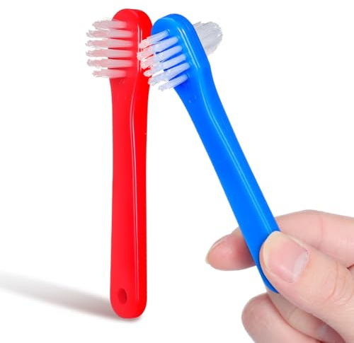 Ipetboom 2pcs Universal Double-Head Toothbrush - Practical False Tooth Brush, Oral Blind Area Cleaning Brush, Cleaning Toothbrushes, for Adult Cleaner Toothbrushes