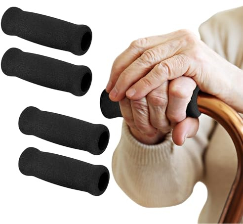‌supregear Cane Crips - 4-Pack Non-Slip Replacement Foam Handles for Walking/Offset Canes & Bicycle Handlebars, 4.5x1x1 (11.5x2.5x2.5 cm), Soft & Durable Grip Covers