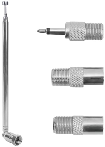 7-Section FM Antenne radio Télescopique 75 Ohm, Connecteur Mâle de Type F avec Adaptateur, Récepteur Dab AM FM, Antenne Chaine HiFi pour Mini-Récepteur Radio Stéréo Scanner Radio