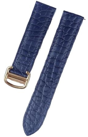 Pgqjfks Bracelet de montre en cuir Texture Crocodile hommes femmes 16/17/18/19/20mm bracelet de montre en cuir, Bleu Royal-doré, 13mm