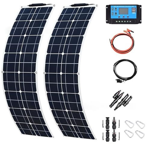 LwiftGal Panel Solar 100W, Panel Solar Monocristalino Panel PV Energía Solar Off Grid para Autocaravana, Cobertizo, Camper Caravana y Barco