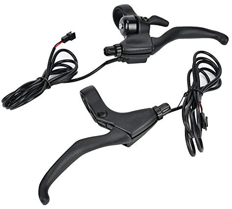 Leve Freno Bici, Leva Freno per Interruzione Bici Elettrica in Lega di Alluminio Nera con Campanello per Bici Elettrica, Diametro Foro 2,2 Mm