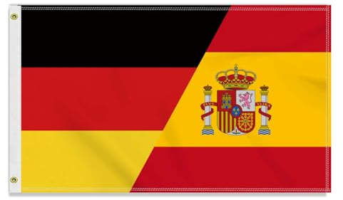 Große 90×150 CM Deutschland Spanien Flagge, großes 150D Deutsch Spanisch Freundschafts banner,Strapazierfähige Deutschlandfahne Doube-Seitendruck Dekor Messingösen large Spain