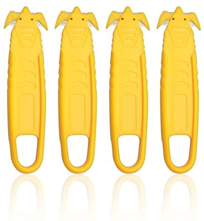 Lot De 4 Ouvre-Boîtes Jaunes, Couteau De Sécurité Pratique, Coupe-Boîte De Courses, Dispositif De Déballage, Couteau À Découper