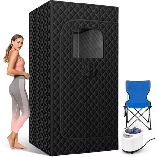 Sauna Portable à Domicile Boîte De Sauna Portable, Sauna À Vapeur Domestique, Hammam, Tente De Sauna Personnelle De Grand Espace avec Cuiseur Vapeur, Chaise, Télécommande