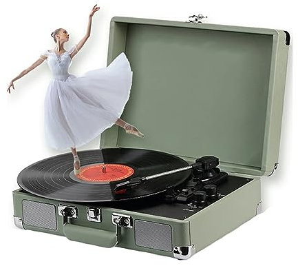 Giradischi a valigia, giradischi vintage in vinile, altoparlante portatile, supporta fonografo LP a 33/45/78 giri, giradischi di dimensioni generali, grammofono vintage compatto, supporta la conn