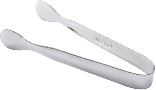 Silver Ice Tongs Sugar Cubes Tongs Stainless Steel Mini Serving Tongs with Smooth Edge for Appetizers,Tea Party, Coffee Bar, Desserts Cooking