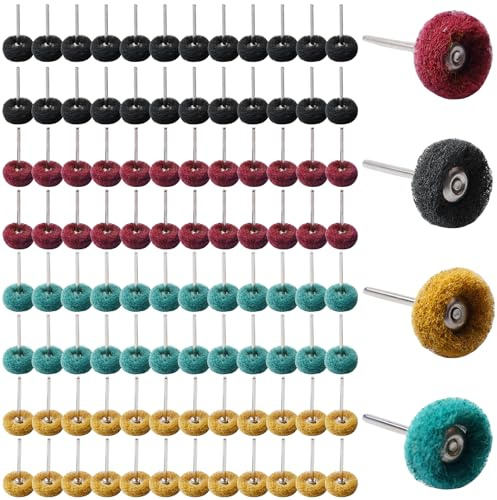 100 stycken 25 mm slipskivor, slipmedel polerskivor 120/180/320/400 korn, polerhjul med 3 mm handtag metallslipfäste poleringstillbehör för dremel rotationsverktyg
